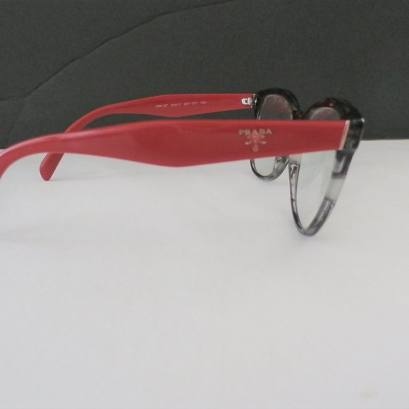 PRADA VPR 12T 257-1O1 Stripped Gray & Red Eyeglasses 140 with Case MADE IN ITALY - Picture 4 of 11